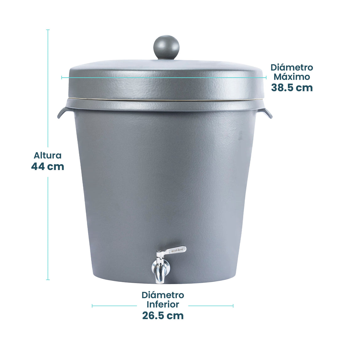 Ecofiltro Purificador, Dispensador y Filtro de Agua Cerámica Grande (20 L) Edición Decorados