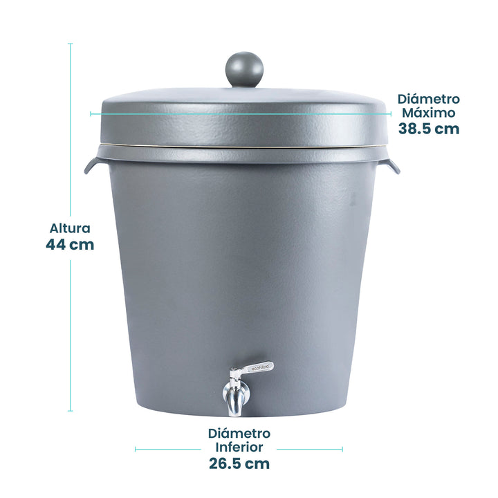 Ecofiltro Purificador, Dispensador y Filtro de Agua Cerámica Grande (20 L) Edición Decorados