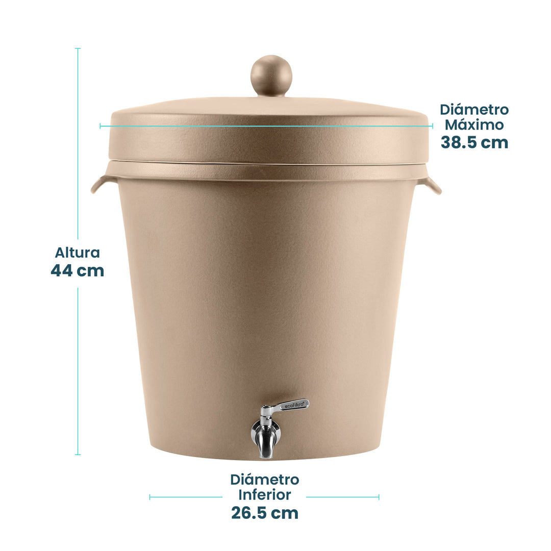 Ecofiltro Purificador, Dispensador y Filtro de Agua Cerámica Grande (20 L) Edición Decorados