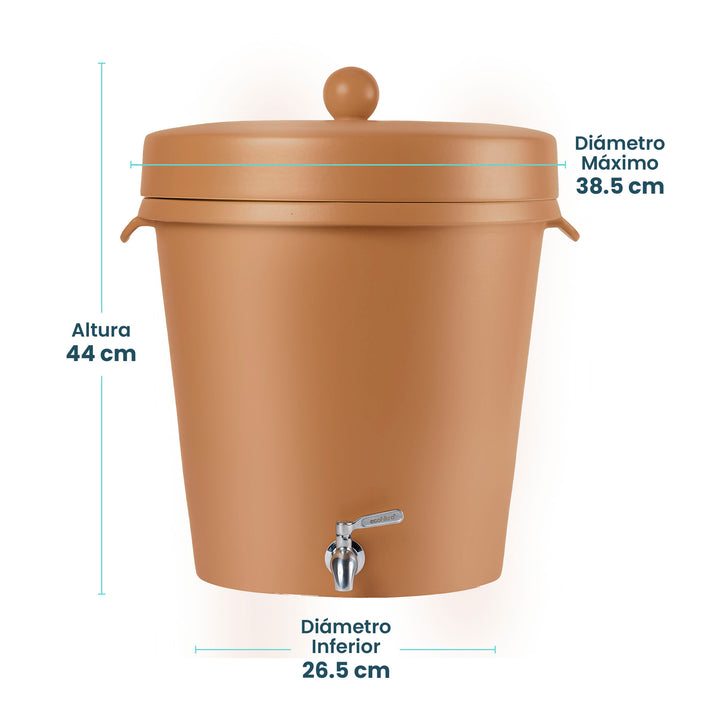 Ecofiltro Purificador, Dispensador y Filtro de Agua Cerámica Grande (20 L) Edición Decorados