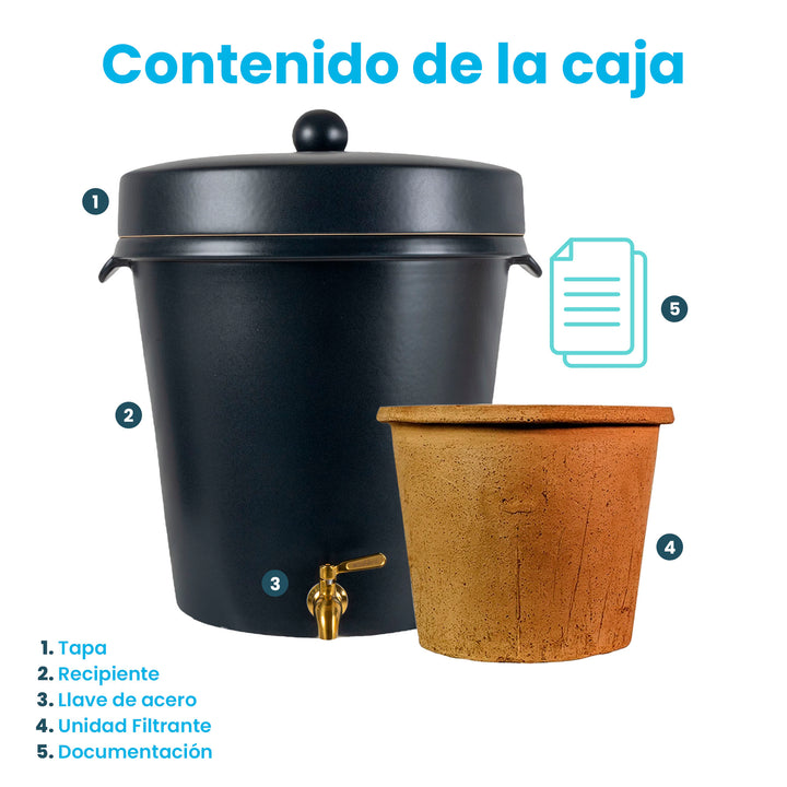 Ecofiltro Purificador, Dispensador y Filtro de Agua Cerámica Grande (20 L) Edición Especial