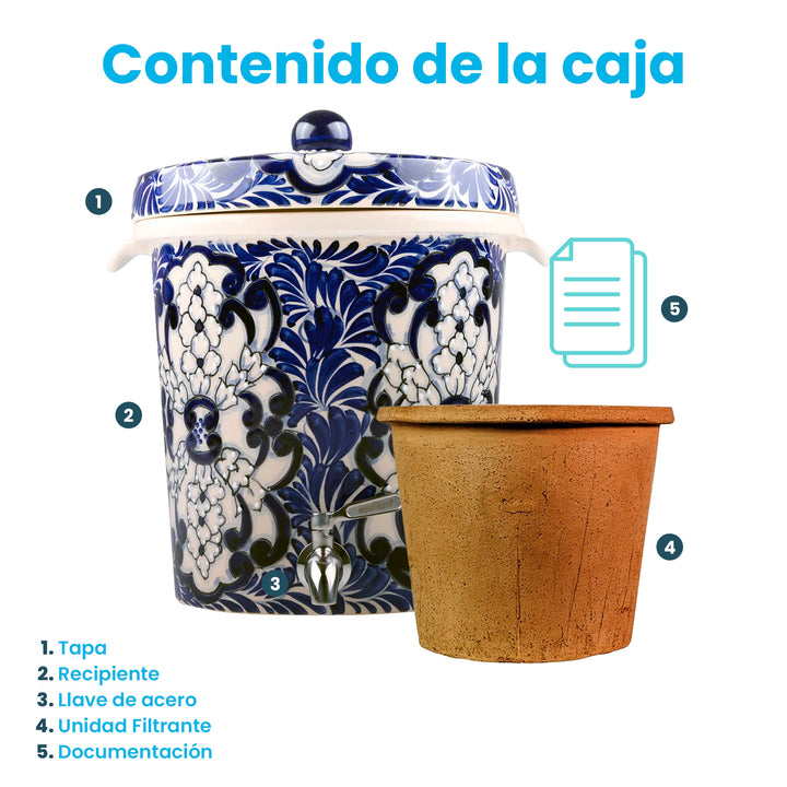 Ecofiltro Purificador, Dispensador y Filtro de Agua Cerámica Grande (20 L) Edición Decorados