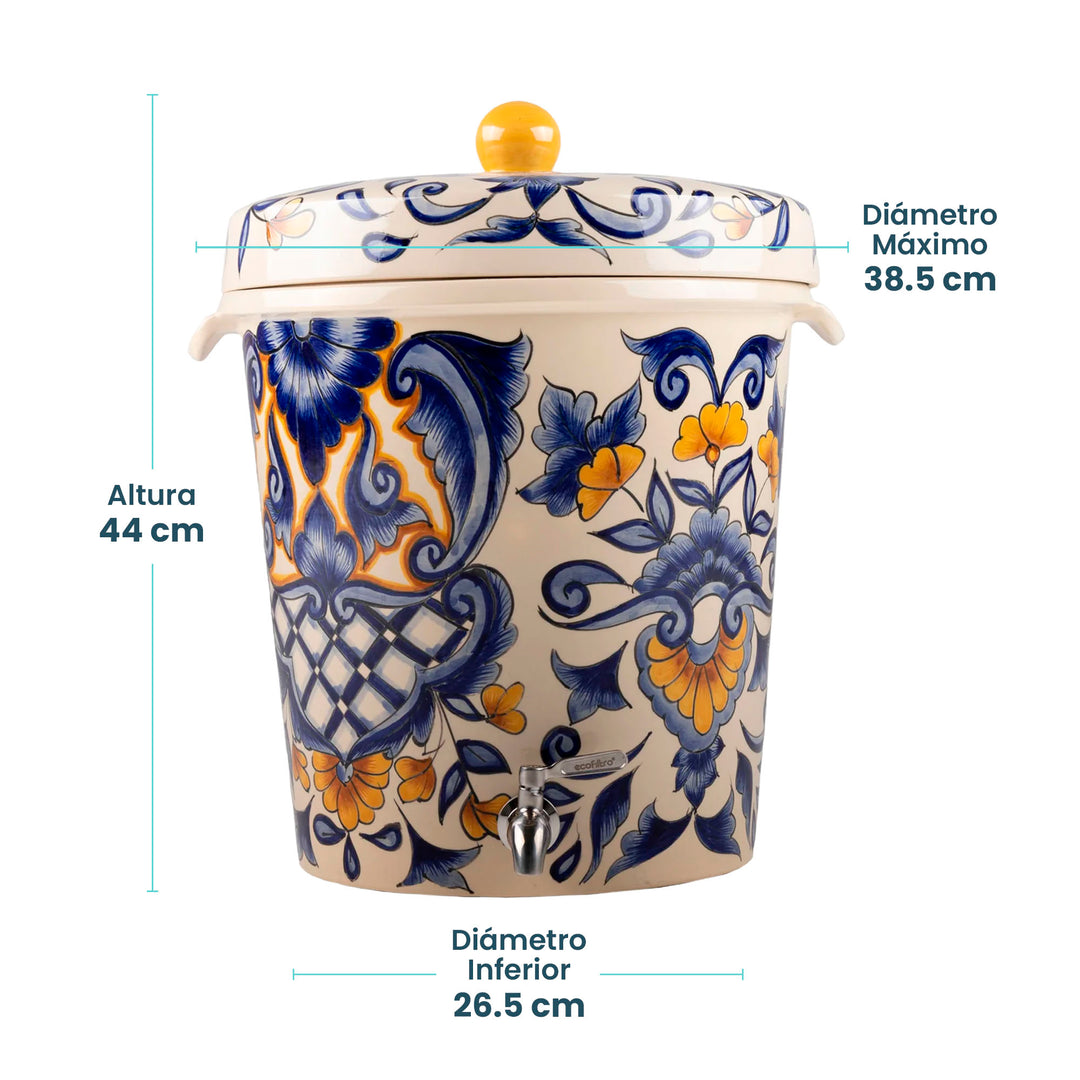 Ecofiltro Purificador, Dispensador y Filtro de Agua Cerámica Grande (20 L) Edición Decorados