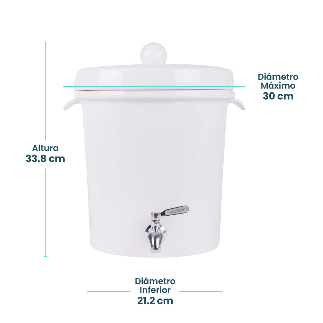 Ecofiltro Purificador, Dispensador y Filtro de Agua Cerámica Mediano (8 L)