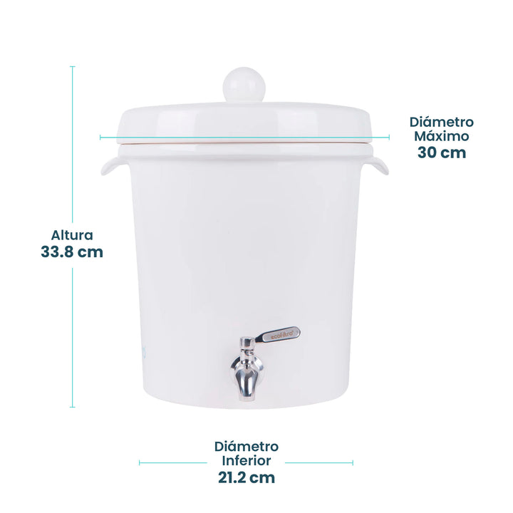 Ecofiltro Purificador, Dispensador y Filtro de Agua Cerámica Mediano (8 L)