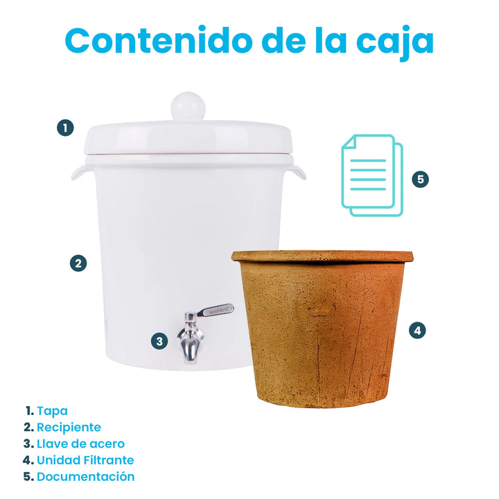 Ecofiltro Purificador, Dispensador y Filtro de Agua Cerámica Mediano (8 L)