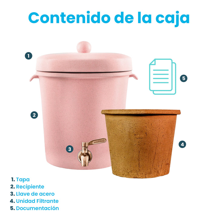 Ecofiltro Purificador Dispensador y Filtro de Agua Cerámica Mediano (8 L) Edición Especial
