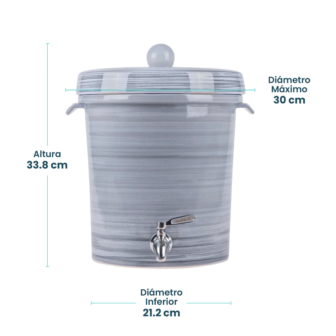 Ecofiltro Purificador, Dispensador y Filtro de Agua Cerámica Mediano (8 L)