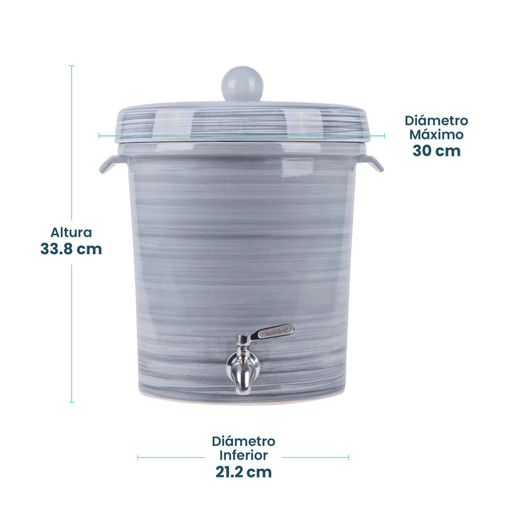 Ecofiltro Purificador, Dispensador y Filtro de Agua Cerámica Mediano (8 L)
