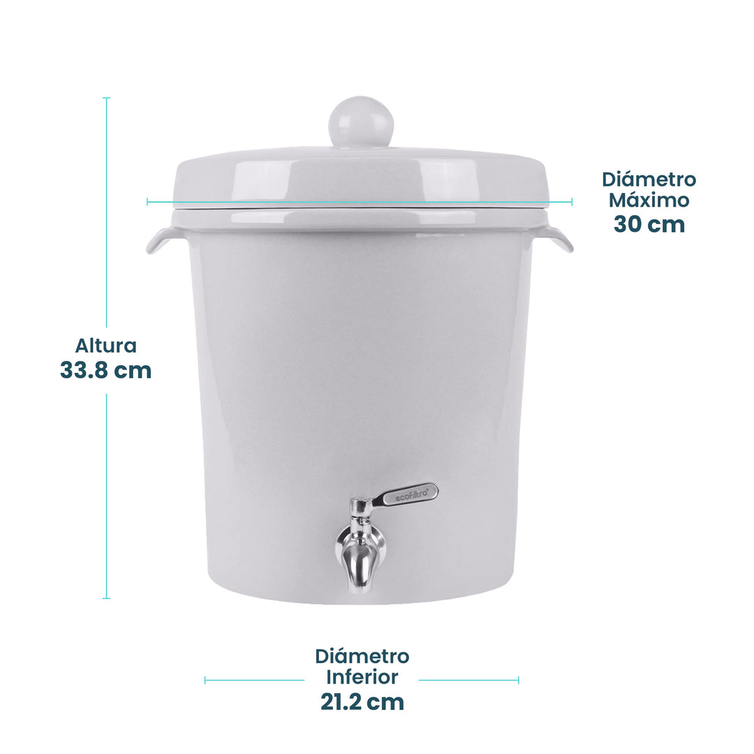 Ecofiltro Purificador, Dispensador y Filtro de Agua Cerámica Mediano (8 L)