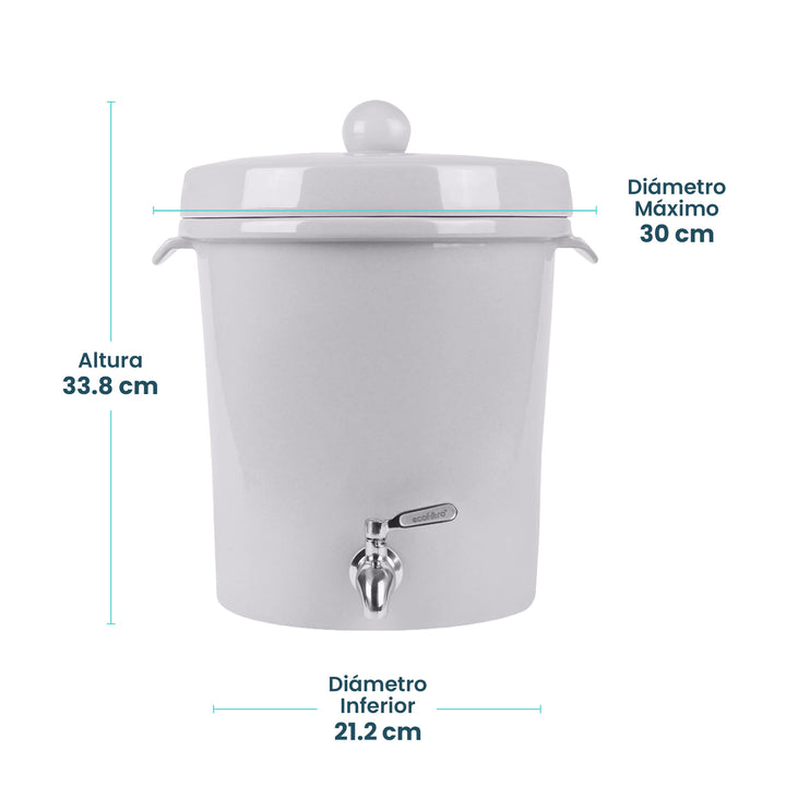 Ecofiltro Purificador, Dispensador y Filtro de Agua Cerámica Mediano (8 L)