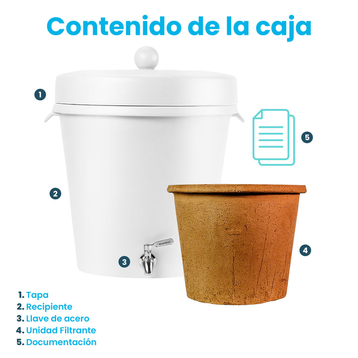 Ecofiltro Purificador, Dispensador y Filtro de Agua Cerámica Grande (20 L) Edición Especial