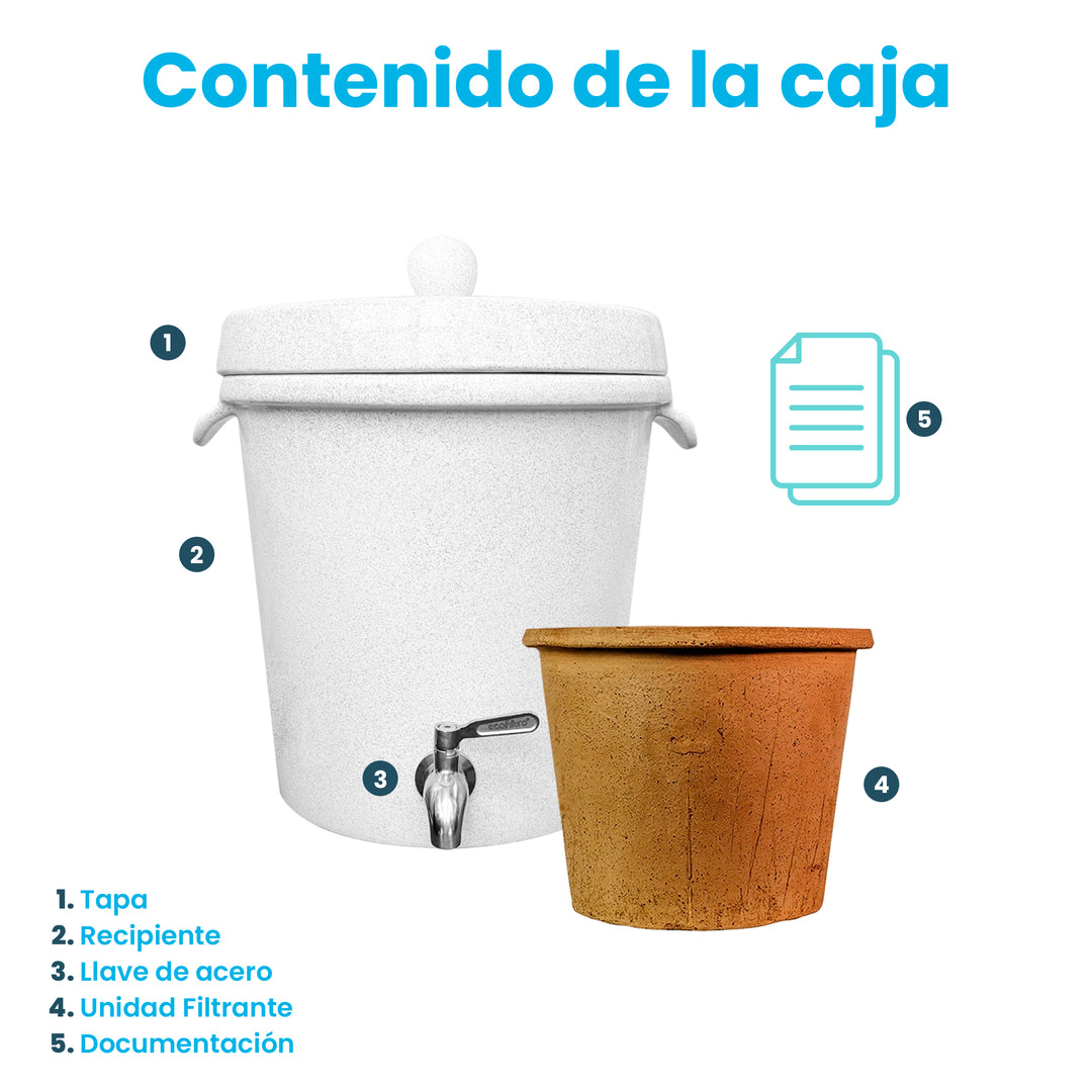 Ecofiltro Purificador, Dispensador y Filtro de Agua Cerámica Mediano (8 L)
