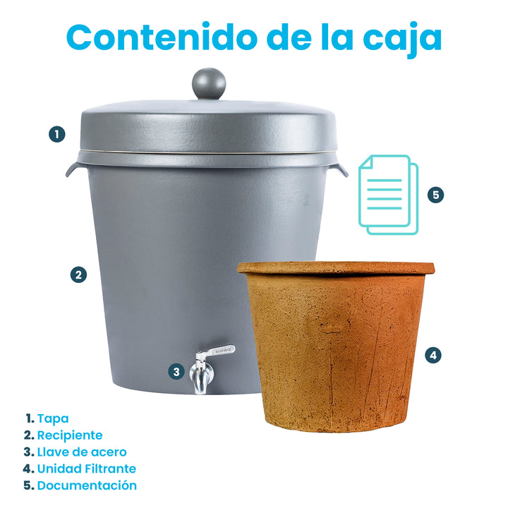 Ecofiltro Purificador, Dispensador y Filtro de Agua Cerámica Grande (20 L) Edición Decorados