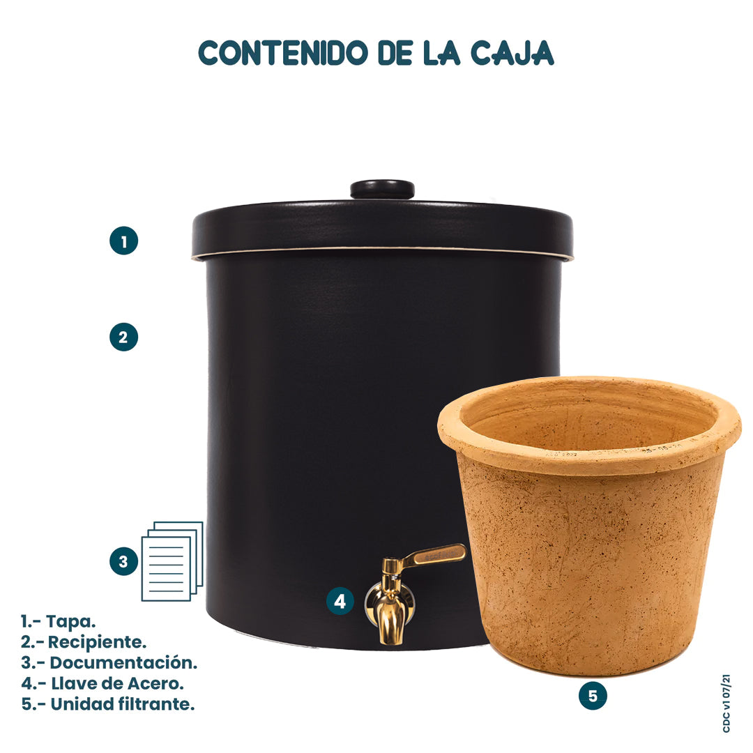 Ecofiltro Purificador, Dispensador y Filtro de Agua Cerámica 15 L Edición Especial Negro Mate