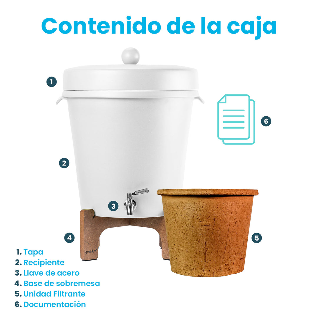 Ecofiltro Purificador, Dispensador y Filtro de Agua Cerámica Grande (20 L) Edición Especial