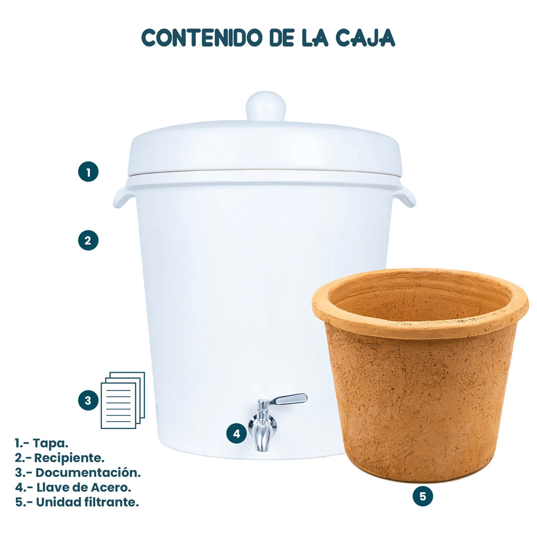 Ecofiltro Purificador, Dispensador y Filtro de Agua Cerámica Grande (20 L) Edición Especial