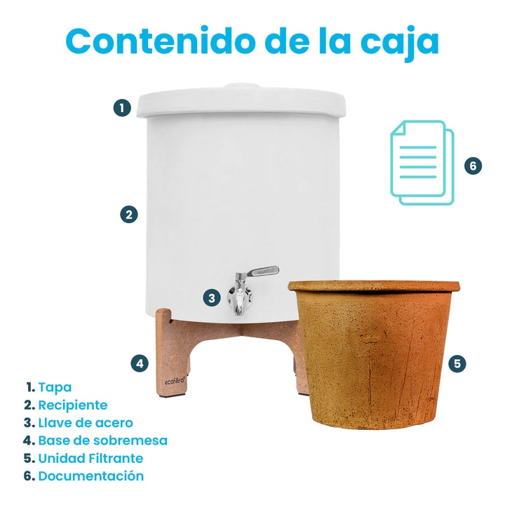 Ecofiltro Purificador, Dispensador y Filtro de Agua Cerámica 15 L