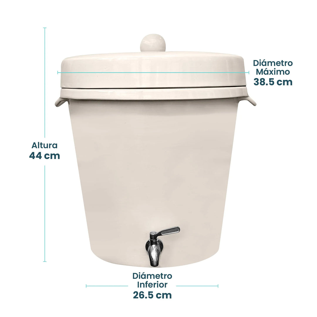 Ecofiltro Cerámica Grande (20 L) Blanco Puntos-Ecofiltro México