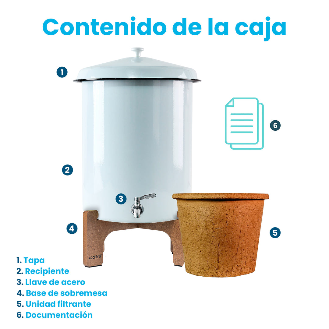 Ecofiltro Purificador, Dispensador y Filtro de Agua Peltre Grande (27 L)