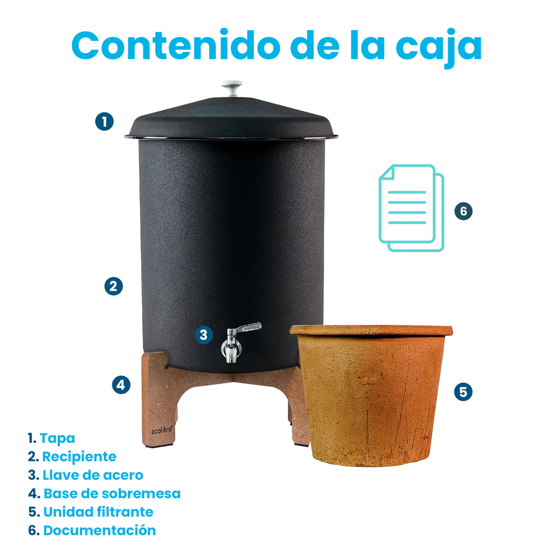 Ecofiltro Purificador, Dispensador y Filtro de Agua Peltre Grande (27 L)