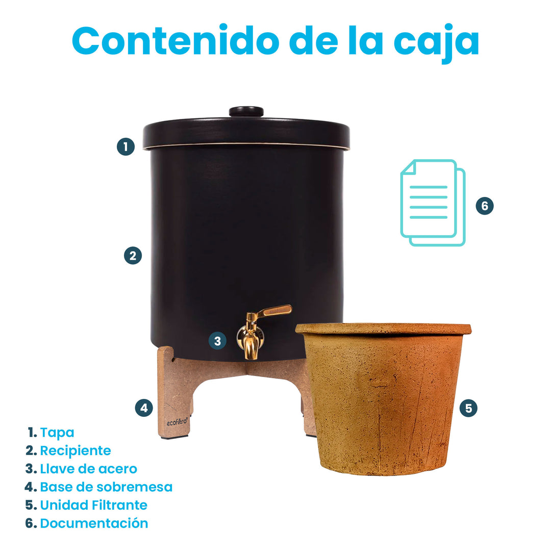Ecofiltro Purificador, Dispensador y Filtro de Agua Cerámica 15 L Edición Especial Negro Mate