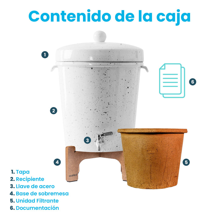 Ecofiltro Purificador, Dispensador y Filtro de Agua Cerámica Grande (20 L)