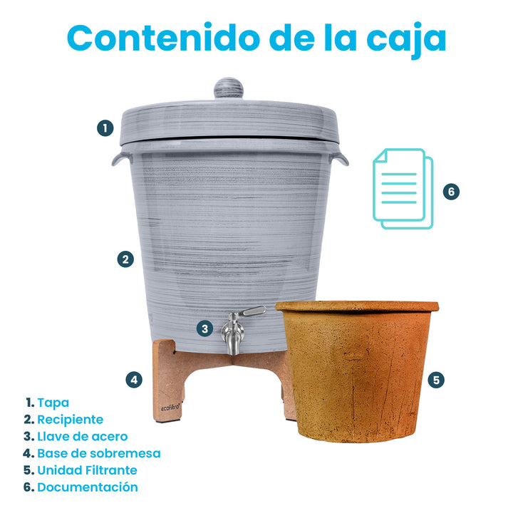 Ecofiltro Purificador, Dispensador y Filtro de Agua Cerámica Grande (20 L)