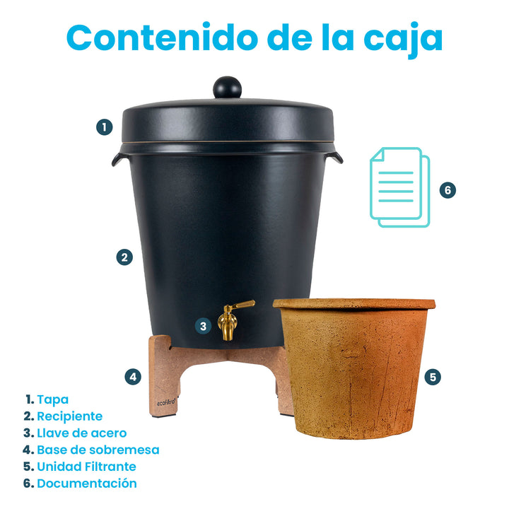 Ecofiltro Purificador, Dispensador y Filtro de Agua Cerámica Grande (20 L) Edición Especial