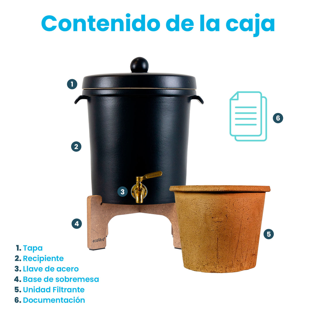 Ecofiltro Purificador Dispensador y Filtro de Agua Cerámica Mediano (8 L) Edición Especial