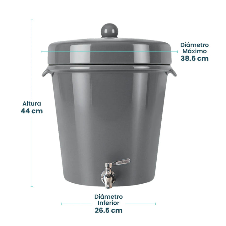 Ecofiltro Cerámica Grande (20 L) Gris Oxford Brillante-Ecofiltro México
