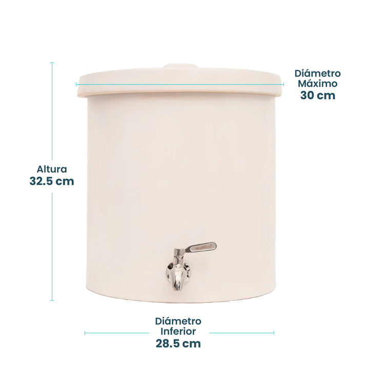 Ecofiltro Purificador, Dispensador y Filtro de Agua Cerámica 15 L Blanco Brillante
