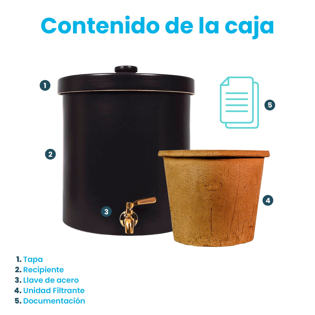 Ecofiltro Purificador, Dispensador y Filtro de Agua Cerámica 15 L Edición Especial Negro Mate
