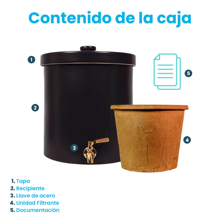Ecofiltro Purificador, Dispensador y Filtro de Agua Cerámica 15 L Edición Especial Negro Mate
