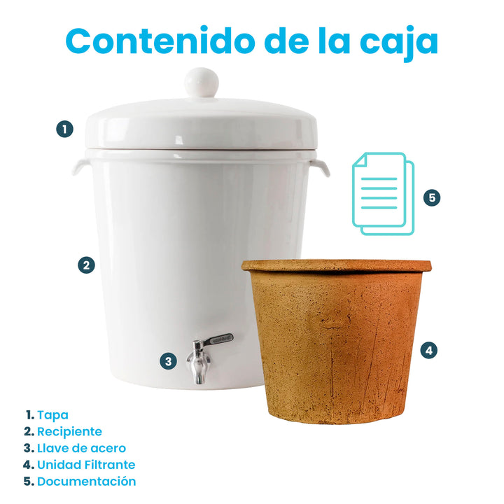 Ecofiltro Purificador, Dispensador y Filtro de Agua Cerámica Grande (20 L)