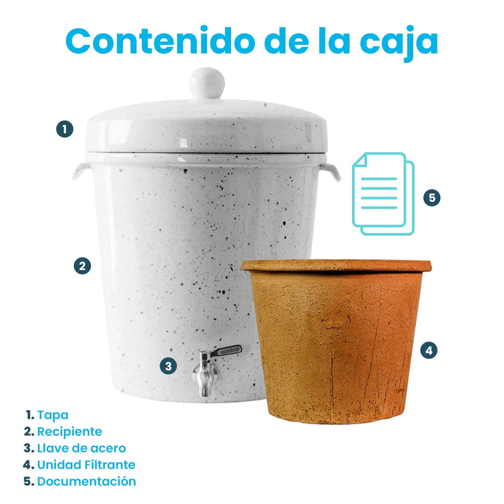 Ecofiltro Cerámica Grande (20 L) Blanco Puntos-Ecofiltro México
