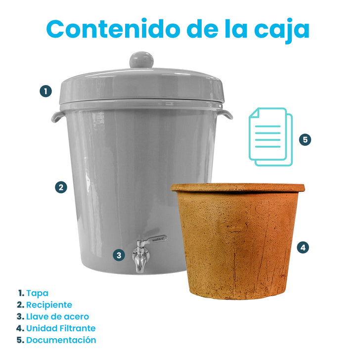 Ecofiltro Purificador, Dispensador y Filtro de Agua Cerámica Grande (20 L)