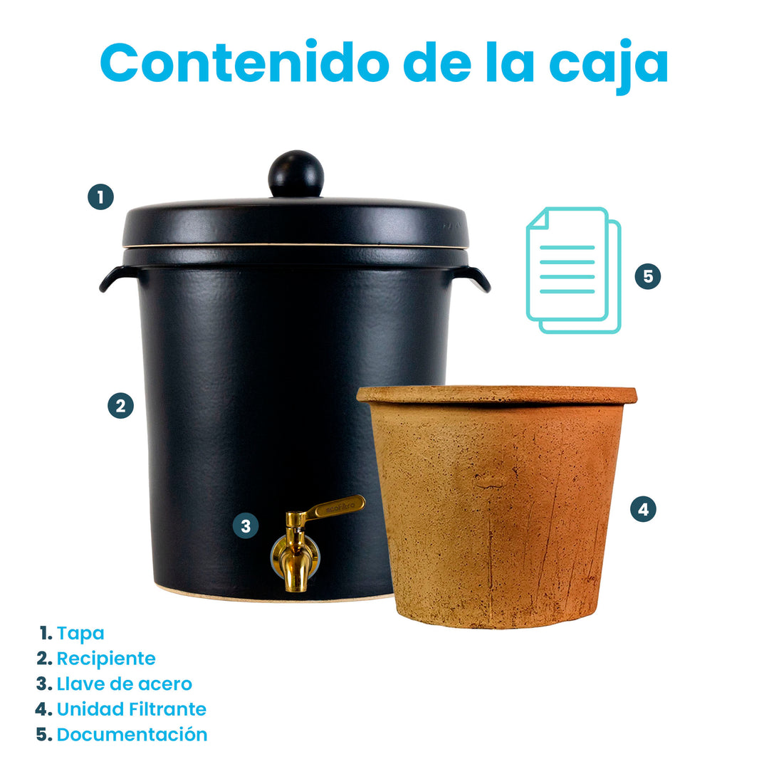 Ecofiltro Purificador Dispensador y Filtro de Agua Cerámica Mediano (8 L) Edición Especial