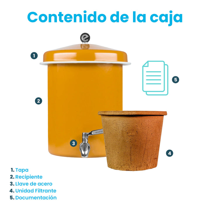 Ecofiltro Purificador, Dispensador y Filtro de Agua Peltre Mini (5.5 L)