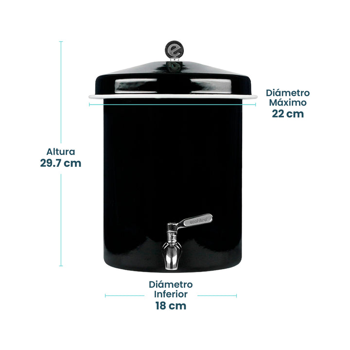 Ecofiltro Purificador, Dispensador y Filtro de Agua Peltre Mini (5.5 L)