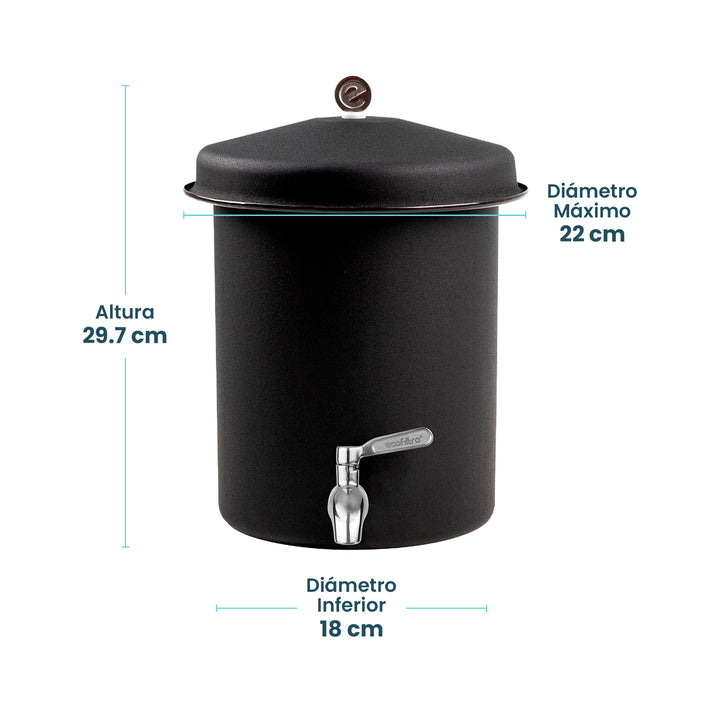 Ecofiltro Purificador, Dispensador y Filtro de Agua Peltre Mini (5.5 L)