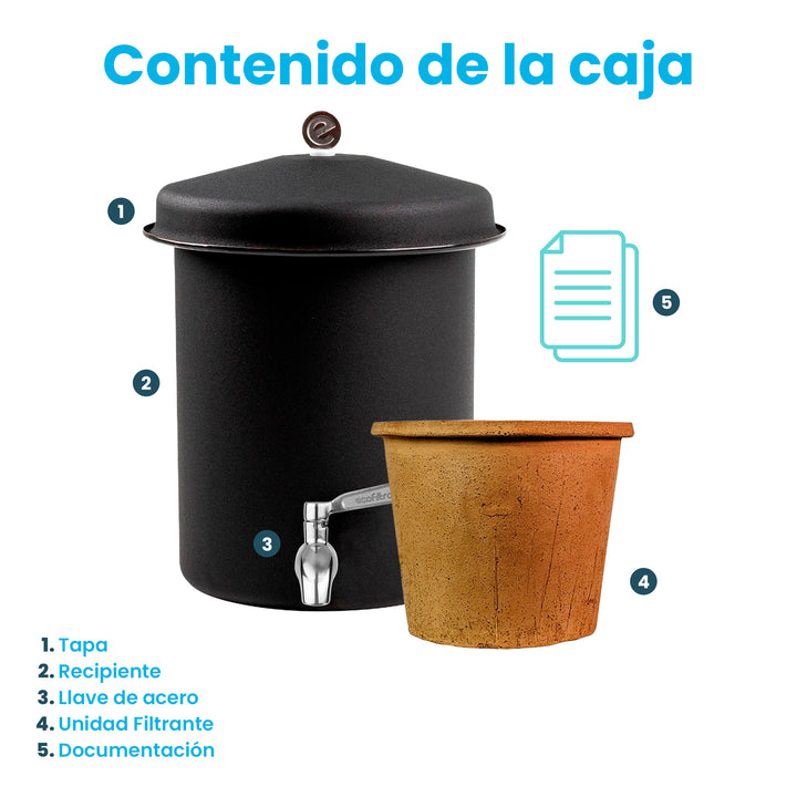 Ecofiltro Purificador, Dispensador y Filtro de Agua Peltre Mini (5.5 L)