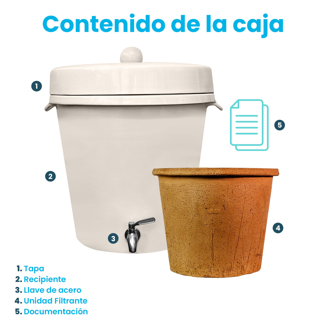 Ecofiltro Purificador, Dispensador y Filtro de Agua Cerámica Grande (20 L)