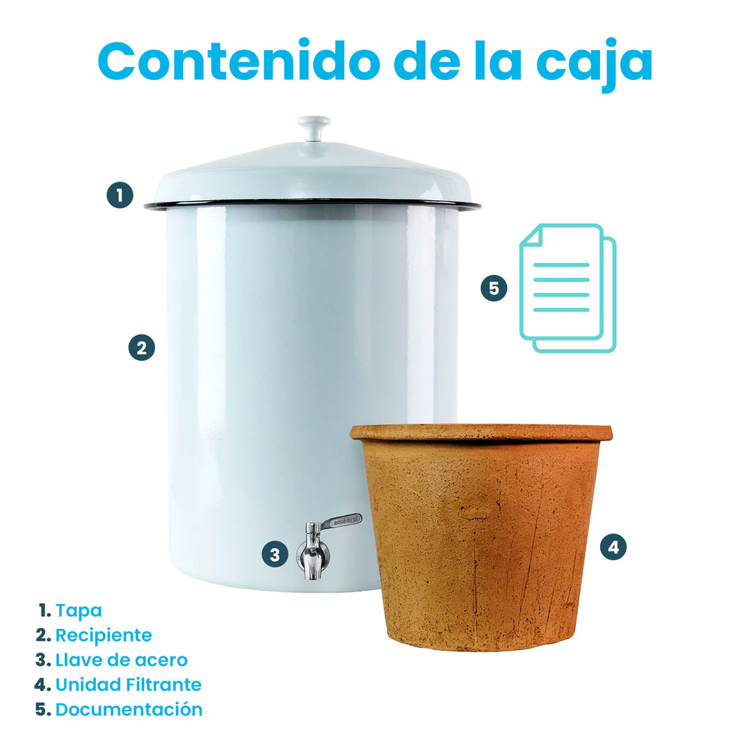 Ecofiltro Purificador, Dispensador y Filtro de Agua Peltre Grande (27 L)