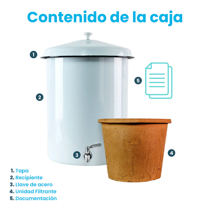 Ecofiltro Purificador, Dispensador y Filtro de Agua Peltre Grande (27 L)